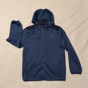 Under Armor Zip Up Hoodie Sweatshirt Kids Fleece Lined Blue Size Large